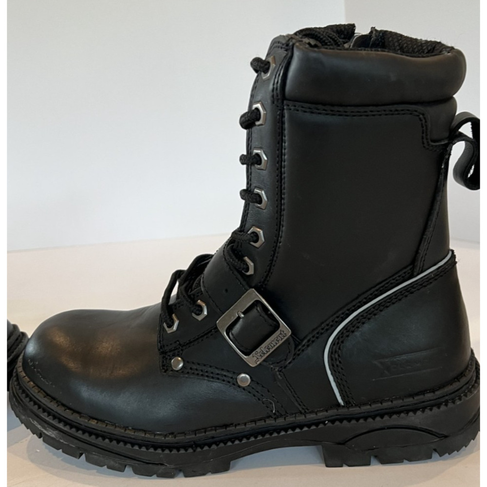 Xelement LU1599 Mens Motorcycle Boots Black Leather LaceUp Harness Size 10.5 New